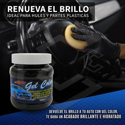 5 Gel Abrillantador Renueva El Color Hules Y Plasticos 250ml Negro
