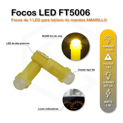 Par Focos 1 Led Pellizco T5 2721 Tablero Cluster Tipo Vela
