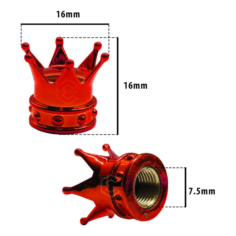 Kit 4 Tapon Cubre Pivote Válvula Metálico Corona Auto Moto
