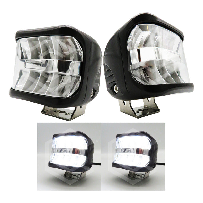 Par Faros Auxiliares Antiniebla 8 Leds Luz Blanca Fija 9-30v