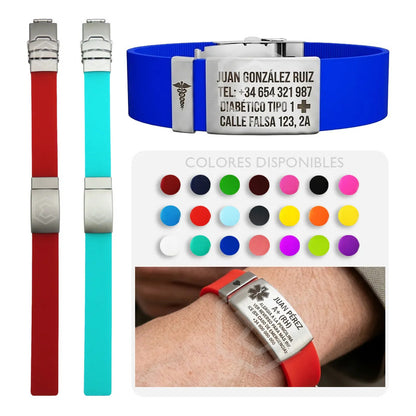 Kit 4 Pulsera Identificación Personalizada Emergencia Láser Mixto