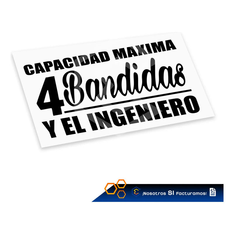 2 Calcomanía 4 Bandida Y El Ingeniero Negro  Vinil 22cm