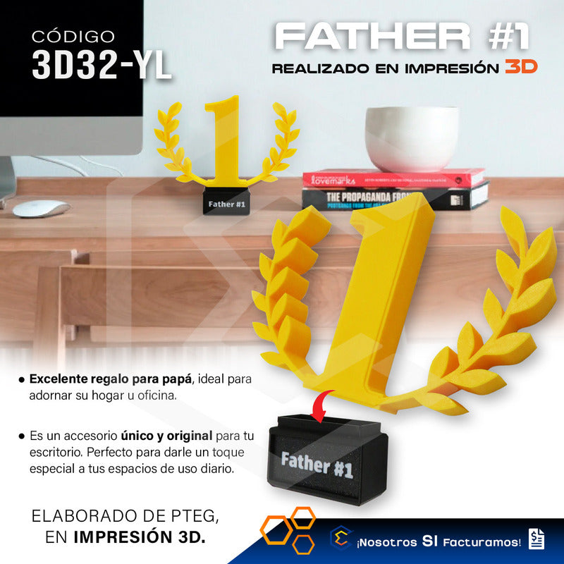 Trofeo Premio Papá #1 Regalo Día Del Padre Impresión 3d Petg