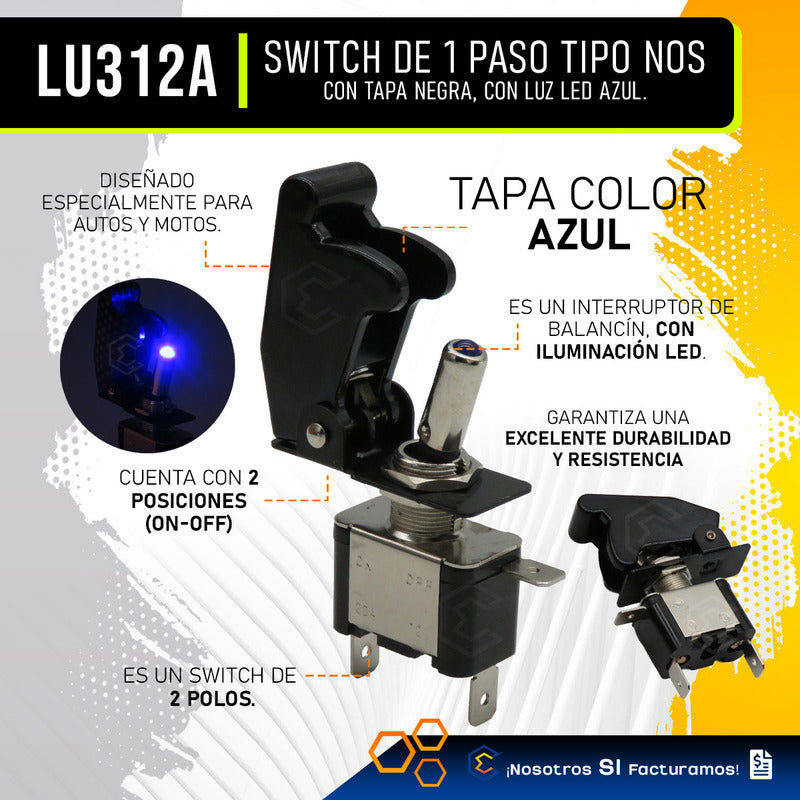 Switch Interruptor 1 Paso Tipo Nos Con Tapa Con Luz 1 Pieza