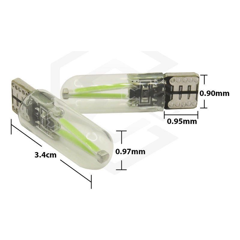 Par Focos De Pellizco Led Cob Vidrio Filamento Canbus T10 W5