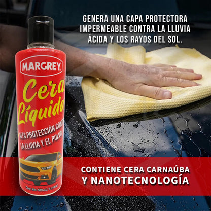 3 Cera Líquida Alta Proteccion Automotriz Base Agua 500ml