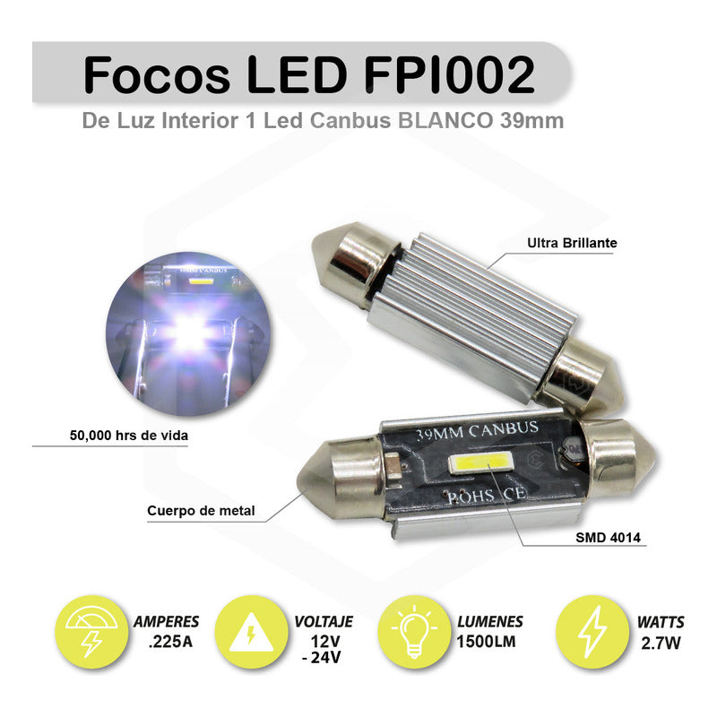 Par De Luz 3 Led Interior Auto Canbus 31mm 41mm 36mm 39mm
