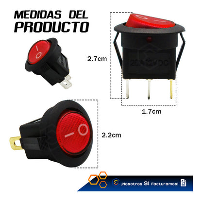 Switch Interruptor De Tecla Redondo 1 Paso Con Luz 1 Pieza