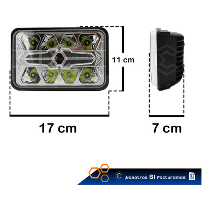 Par De Faros Unidad 4x6 32 Leds Blanco-ámbar Baja Alta 9-30v