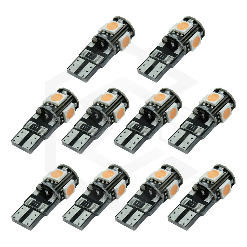 Kit De 10 Focos De Pellizco T10 5  Leds 5050 Alta Potencia
