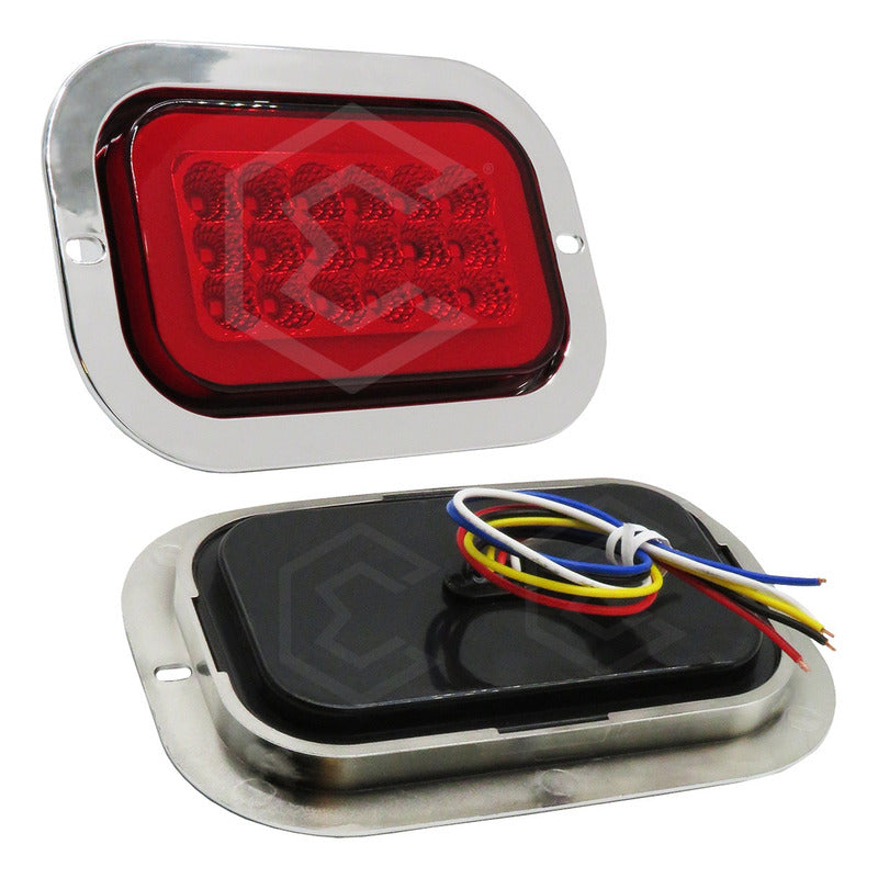 Par Plafón Calavera Rectangular 18led Bicel Cromo Gel 12-24v