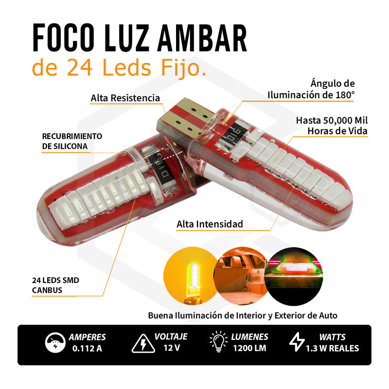 Par De Focos De Pellizco T10 W5w 24 Leds Canbus 12v Fijo