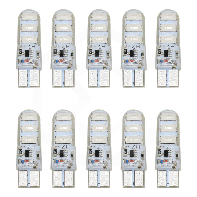 Kit 10 Focos Pellizco Gel T10 Fijo + Estrobo 6 Leds Canbus