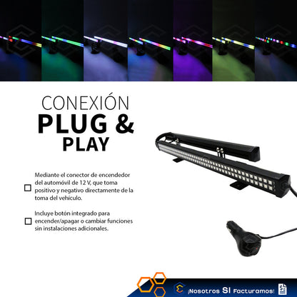 Barra 96 Leds Rgb Código Torreta 38cm C/ Ventosas 12w 10-30v