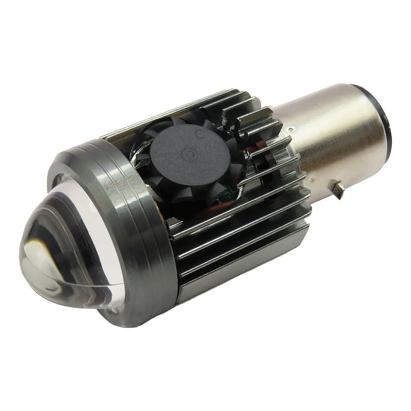 Foco Moto H4 Lupa Con Ventilador Ba20d Bicolor 6 Leds Csp