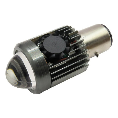Foco Moto H4 Lupa Con Ventilador Ba20d Bicolor 6 Leds Csp