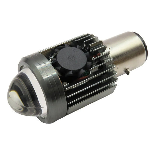 Foco Moto H4 Lupa Con Ventilador Ba20d Bicolor 6 Leds Csp