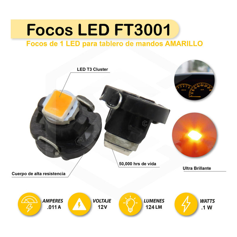 Kit 4 Focos Led T3 T4.2 T4.7 Clúster Para Tablero Fija 12v