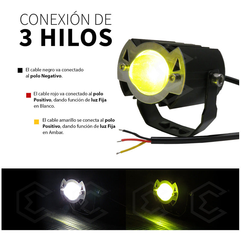 Par De Faros 6 Leds Con Lupa Bicolor 3 Funciones 11w 12-24v