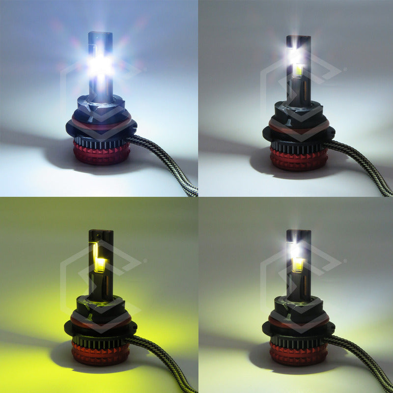 2 Focos 9004 12led Csp Bicolor Ventilador Alta Y Baja 14000l 9004