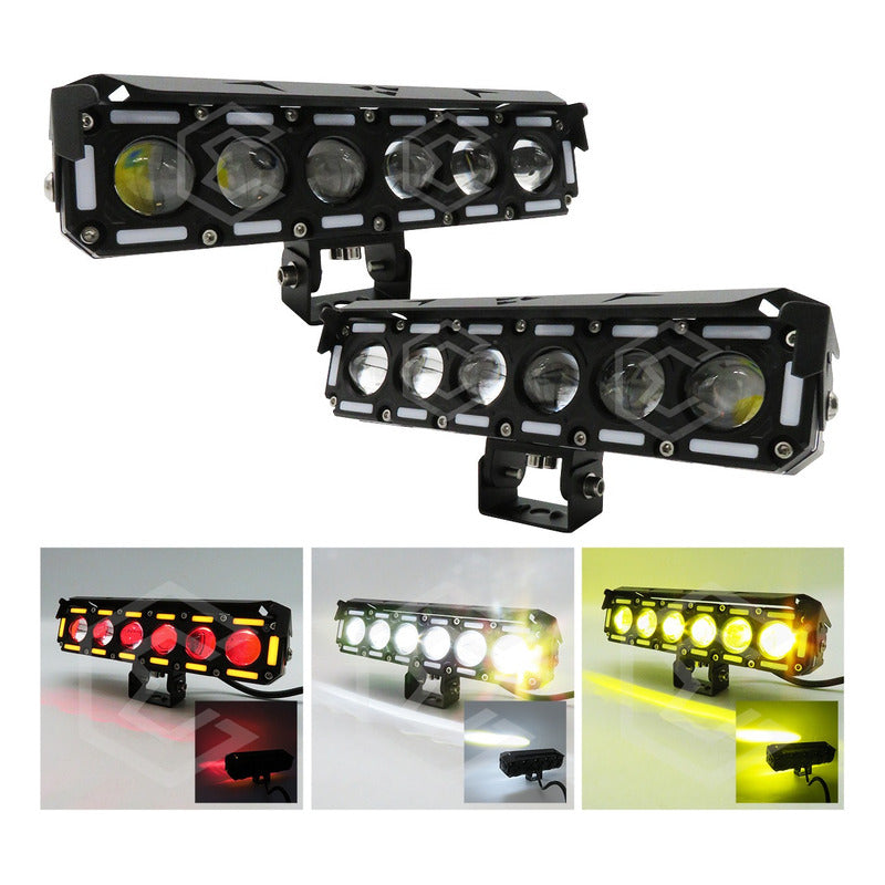 Par De Faros 42 Leds Con 6 Lupas Bicolor Fija 60000lm 12-24v