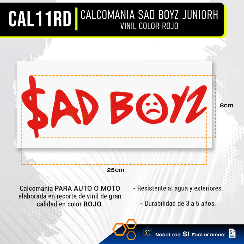 2 Calcomanía Sad Boyz Juniorh Sticker Vinil Auto Moto 25x8cm