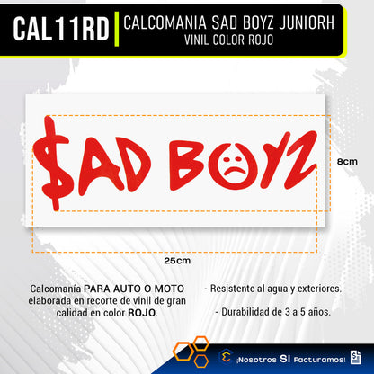 2 Calcomanía Sad Boyz Juniorh Sticker Vinil Auto Moto 25x8cm