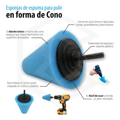 Cono Para Pulido De Rines Esponja Marca Etari Azul Corte