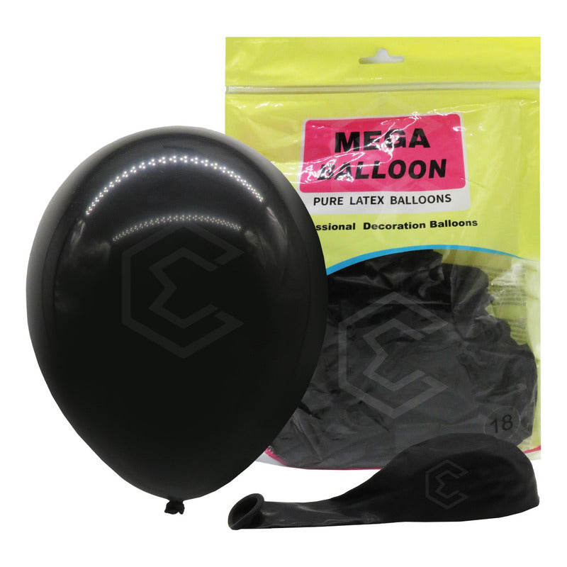 Bolsa 25 Globos Negro Brillosos #18 Fiestas Y Bodas Latex Negro Brilloso