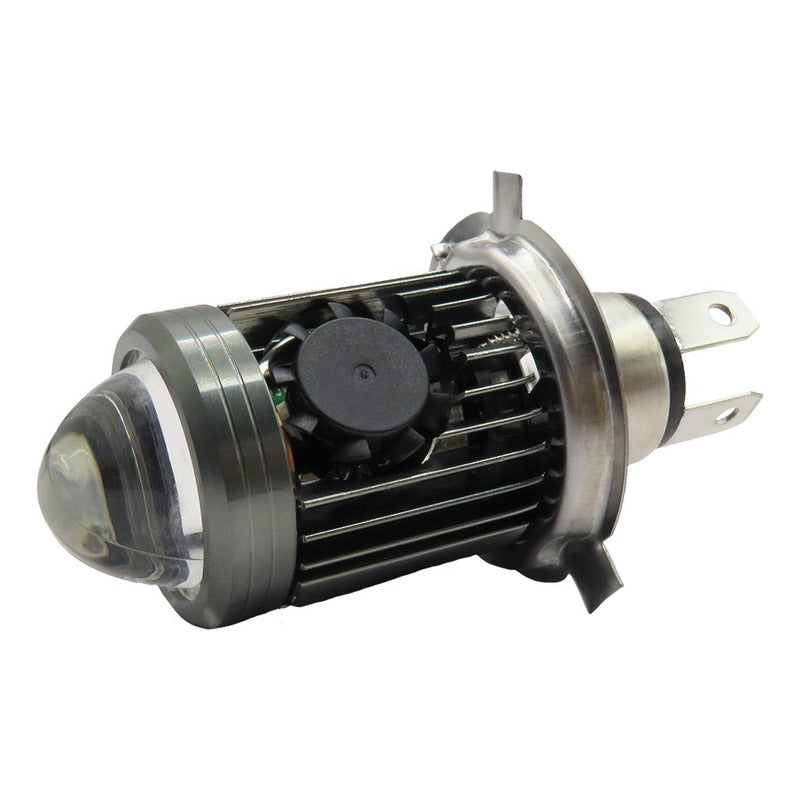 Foco Moto H4 Lupa Con Ventilador Ba20d Bicolor 6 Leds Csp T