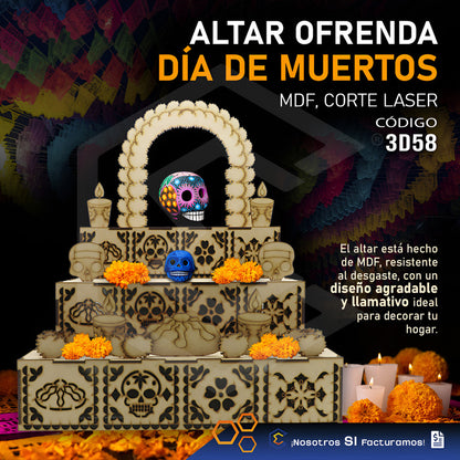 Altar Ofrenda Grande Día Muertos 3 Niveles 110cm X 80cm Mdf