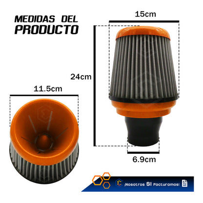 Filtro De Alto Flujo Con Cople Y Abrazadera Universal Auto