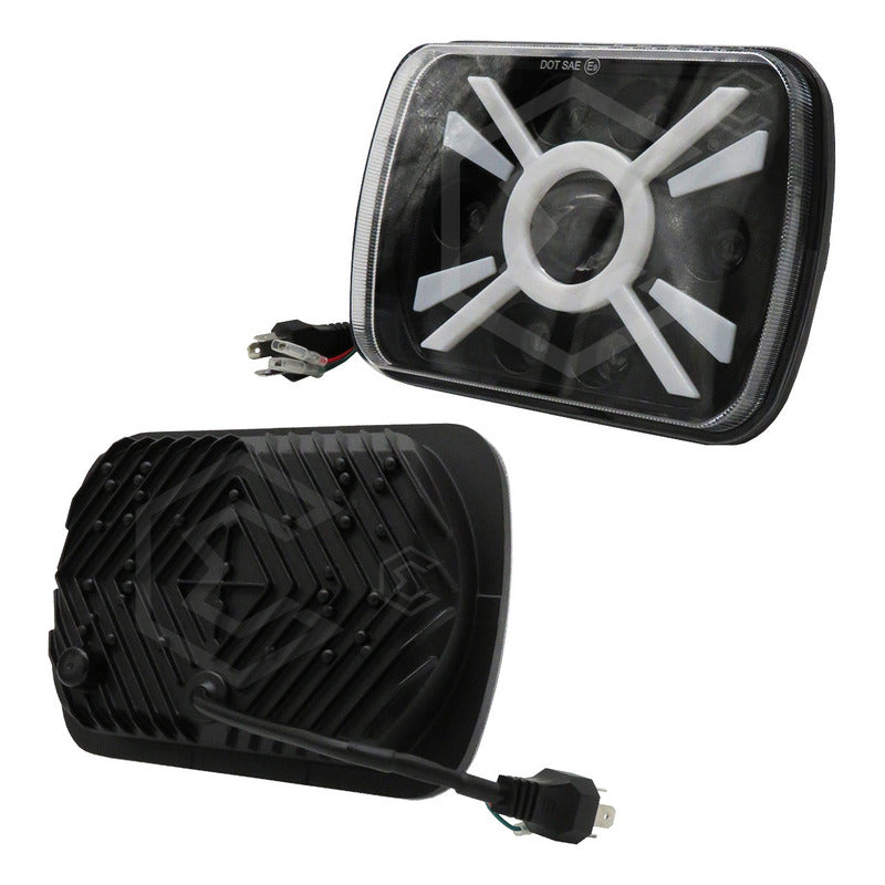 Par De Faros Unidad 5x7 Rectangular Bicolor Led Cree 12-24v