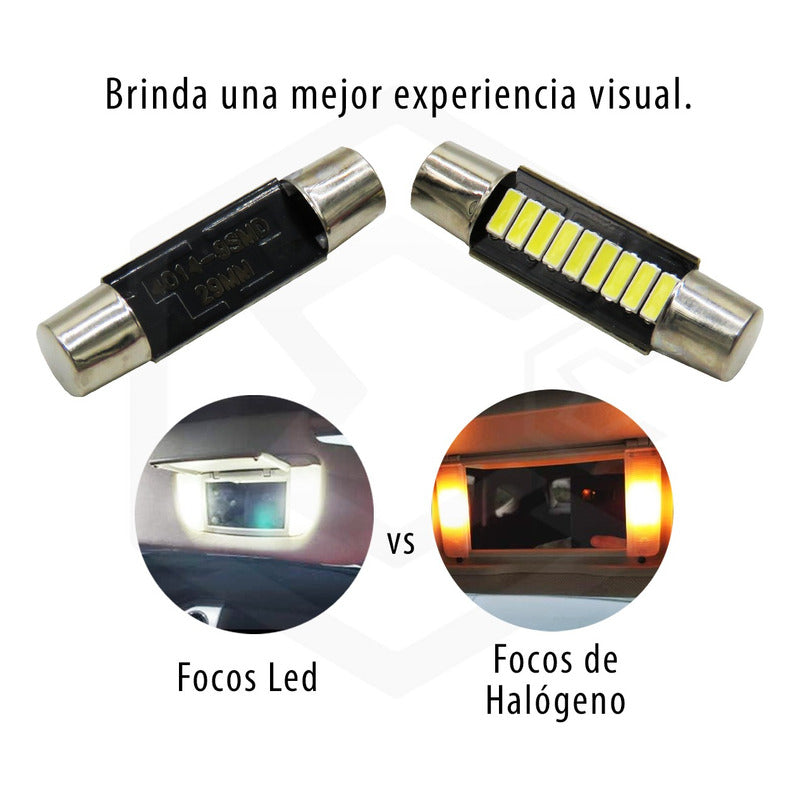 4 Focos Fusible Festoon 28mm Y 31mm T6.3 Con 9 Led Viseras