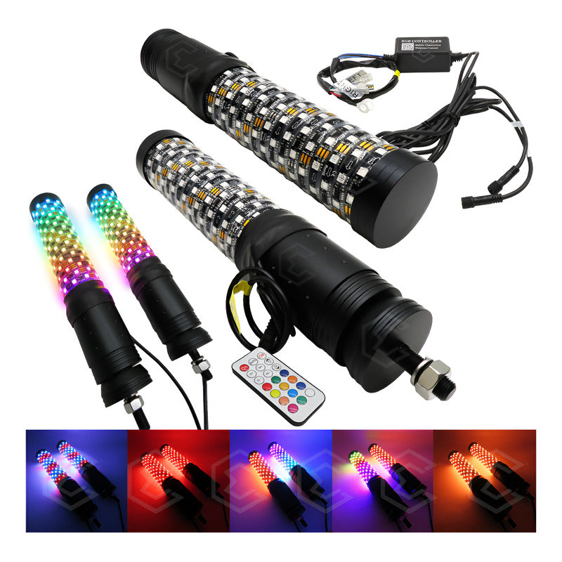 Antenas Led Rgb Bazooka Bluetooth App Rzr Can Am Atv 30.5cm Rgb