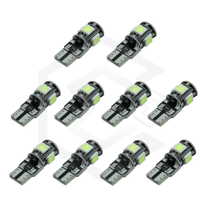 Kit De 10 Focos De Pellizco T10 5  Leds 5050 Alta Potencia
