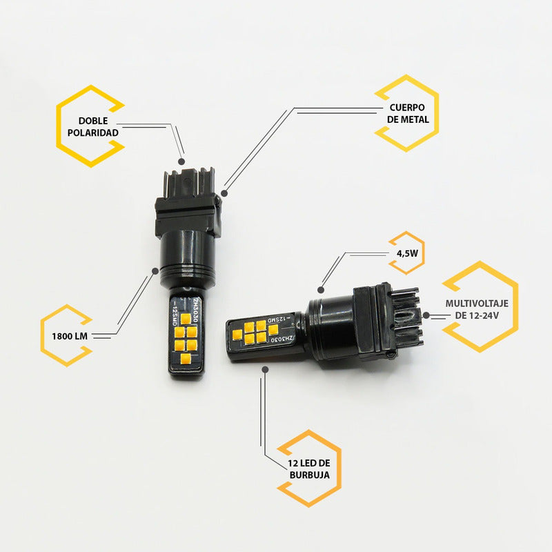 2 Focos 12 Led Canbus Cuarto Stop 12-24v 1156 57 3157  7507