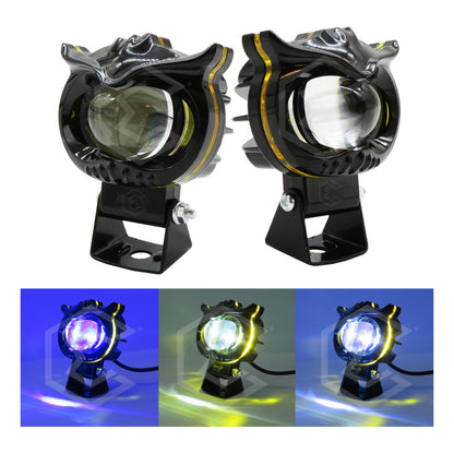 Par Faros 6 Leds 1 Lupa Bicolor Fijo Estrobo Cíclope 12-24v