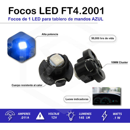 Kit 4 Focos Led T3 T4.2 T4.7 Clúster Para Tablero Fija 12v