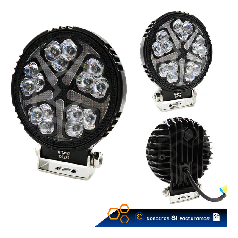 Par De Faros 30 Leds Redondo Bicolor Fijo Secuencial 12-24v Transparente