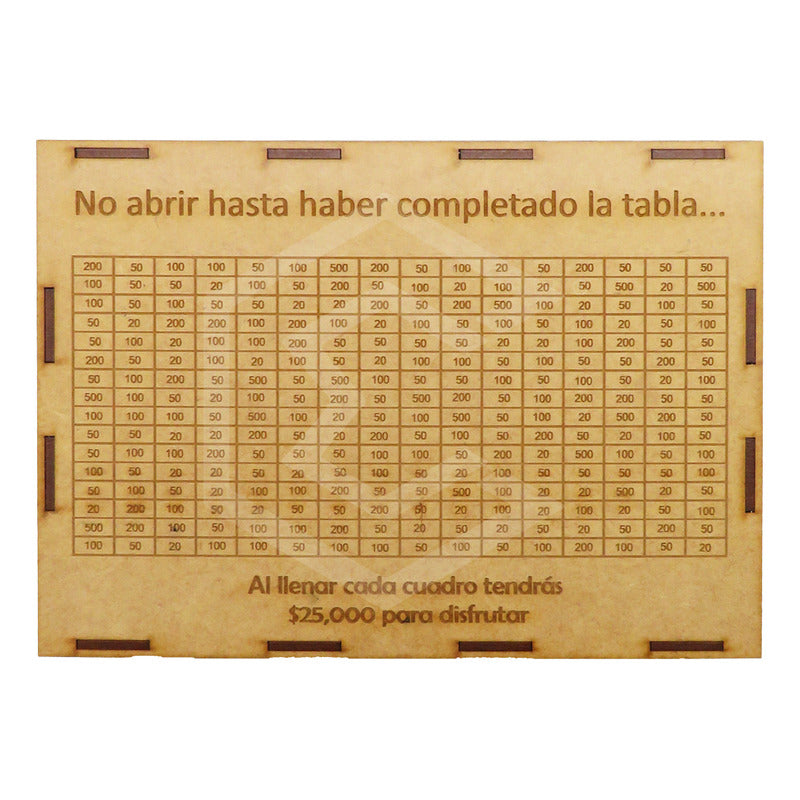 Alcancia Caja De Ahorro Con Objetivo 10k 25k 45k Dinero Mdf