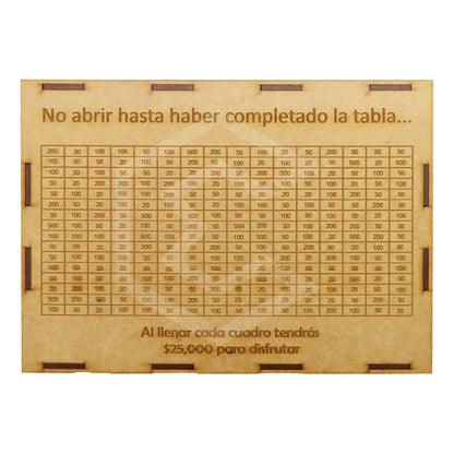 Alcancia Caja De Ahorro Con Objetivo 10k 25k 45k Dinero Mdf