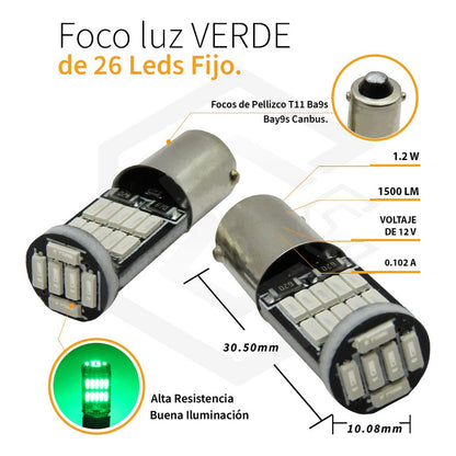 4 Focos De Pellizco 26 Led T11 Ba9s Bay9s Canbus 12v
