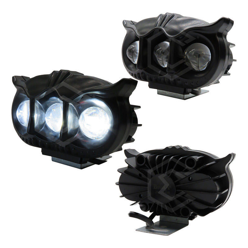 Par Faros 24 Leds 3 Lupas Bicolor Ojo Demonio Estrobo 12-24v
