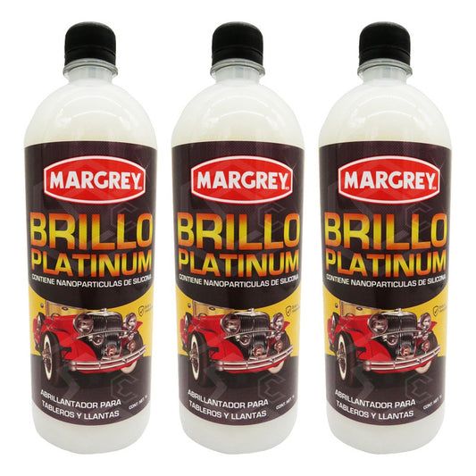 3 Brillo Platinum Tablero Y Llantas Silicona No Grasoso 1l