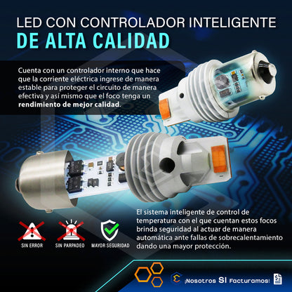 Par De Focos 1156 12 Leds Csp Canbus Fijo 10-60v 11w 1100lm