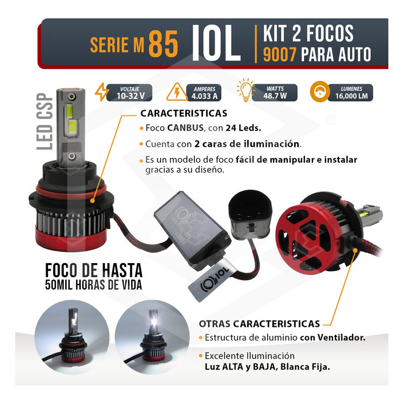 Kit Focos Led 9007 Csp Canbus Ventilador Alta Y Baja 16000lm 9007