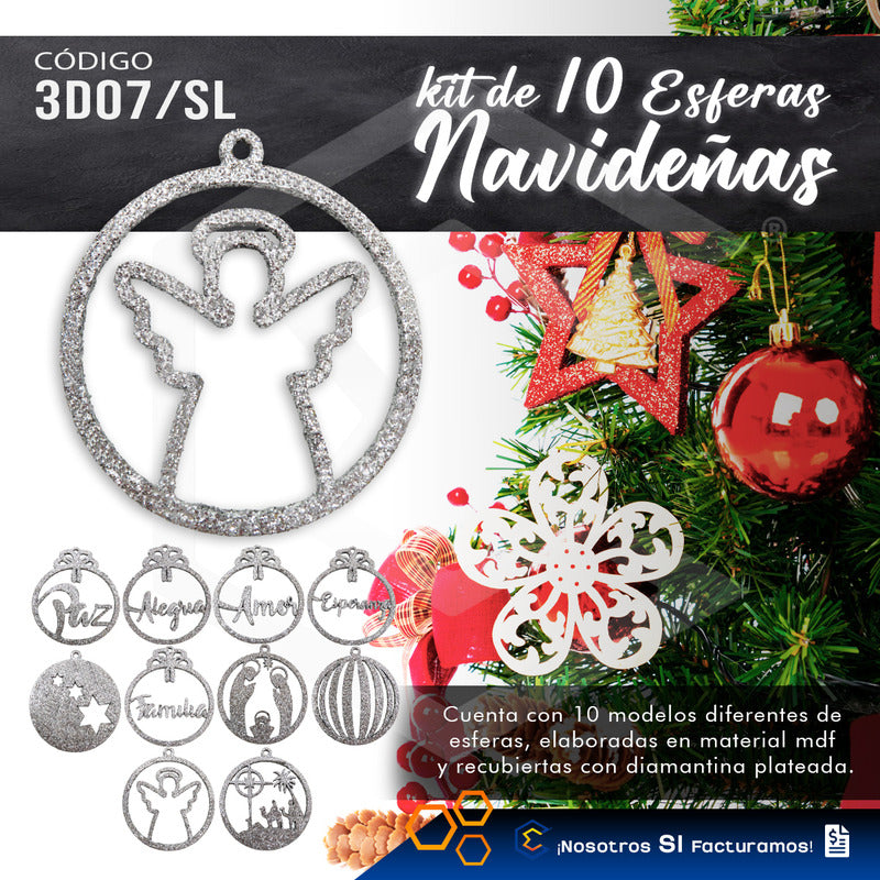 Esferas Navideñas Para Arbol Navidad Diamantina  Kit 10pzas