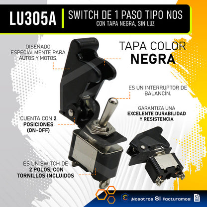 Switch Interruptor 1 Paso Tipo Nos Con Tapa Sin Luz 1 Pieza