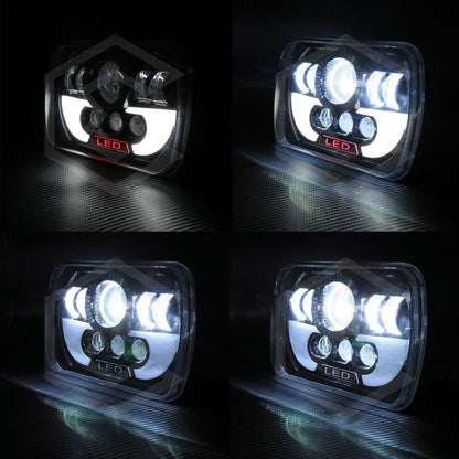 Par De Faros Unidad 5x7 Luz Cortesía Blanca 8 Lupas 12-24v